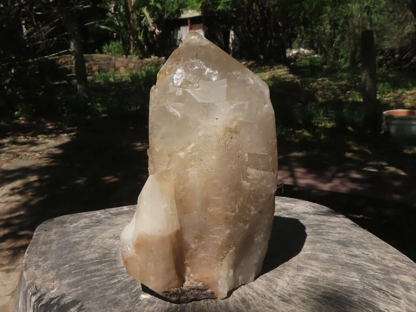 Natural Half Polished Quartz Crystal (Cut To Stand) x 1 From Angola