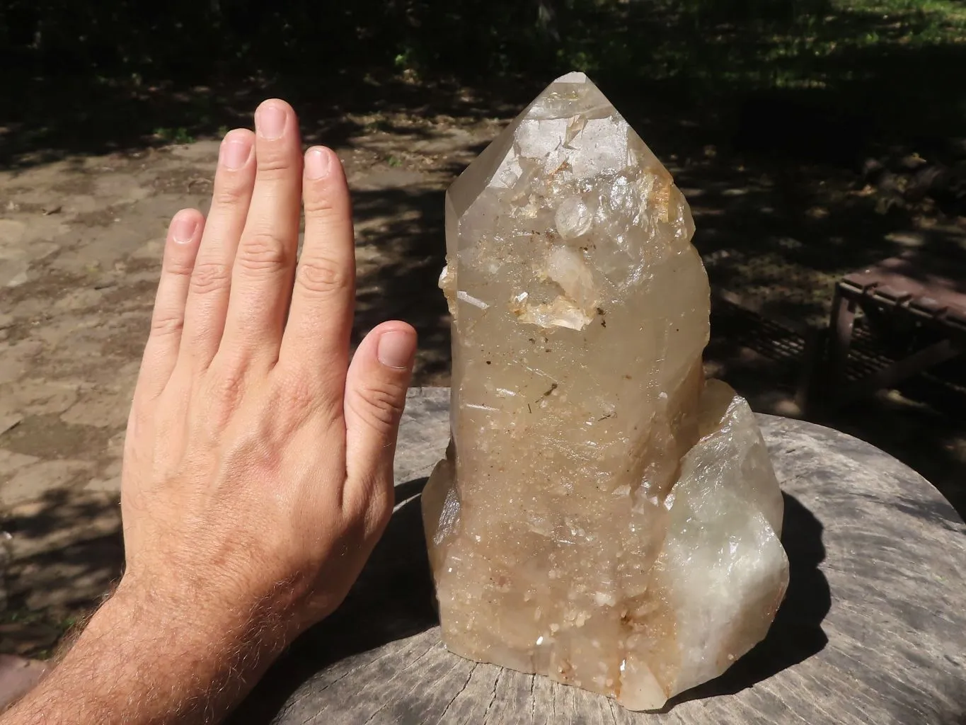 Natural Half Polished Quartz Crystal (Cut To Stand) x 1 From Angola