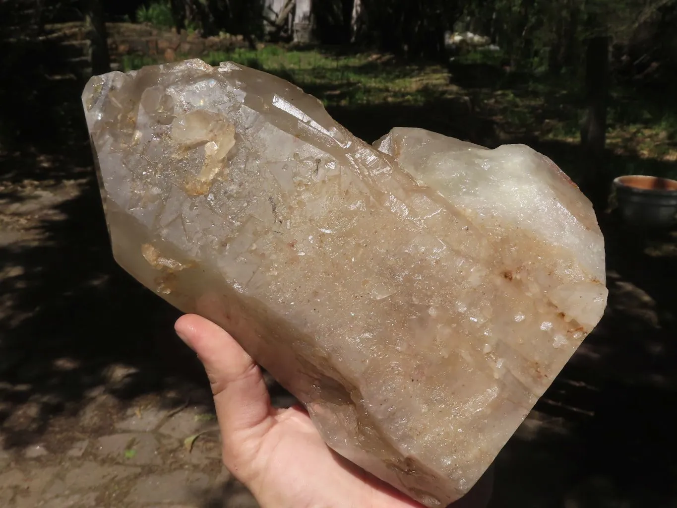 Natural Half Polished Quartz Crystal (Cut To Stand) x 1 From Angola