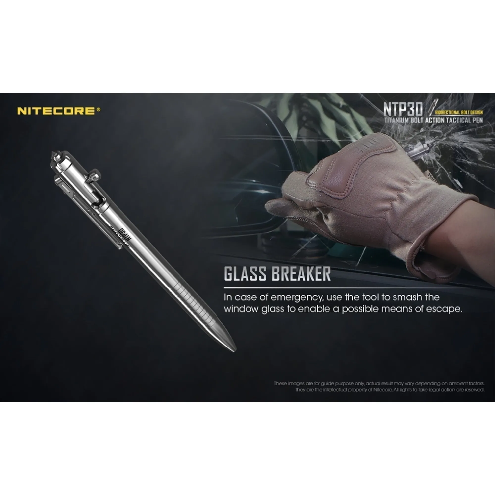 Nitecore NTP30 Titanium Bidirectional Bolt Action Multifunction Pen