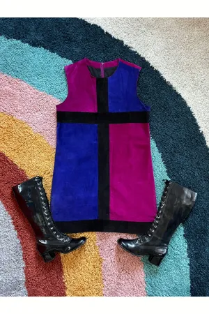 **On Hold For Debbie-Layaway Pt. 2*** Vintage Rare 90s/Y2K Does 60s Suede Color Block Dress w/Tag