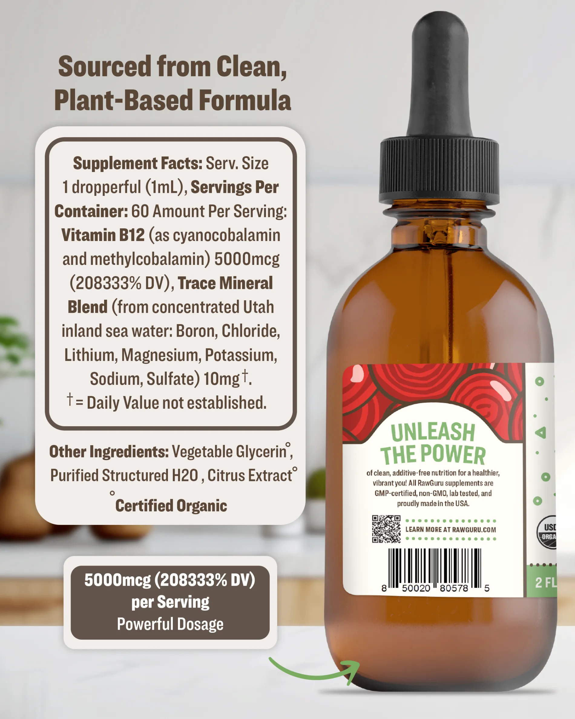 Organic Vegan Vitamin B12 Tincture (6 month supply)