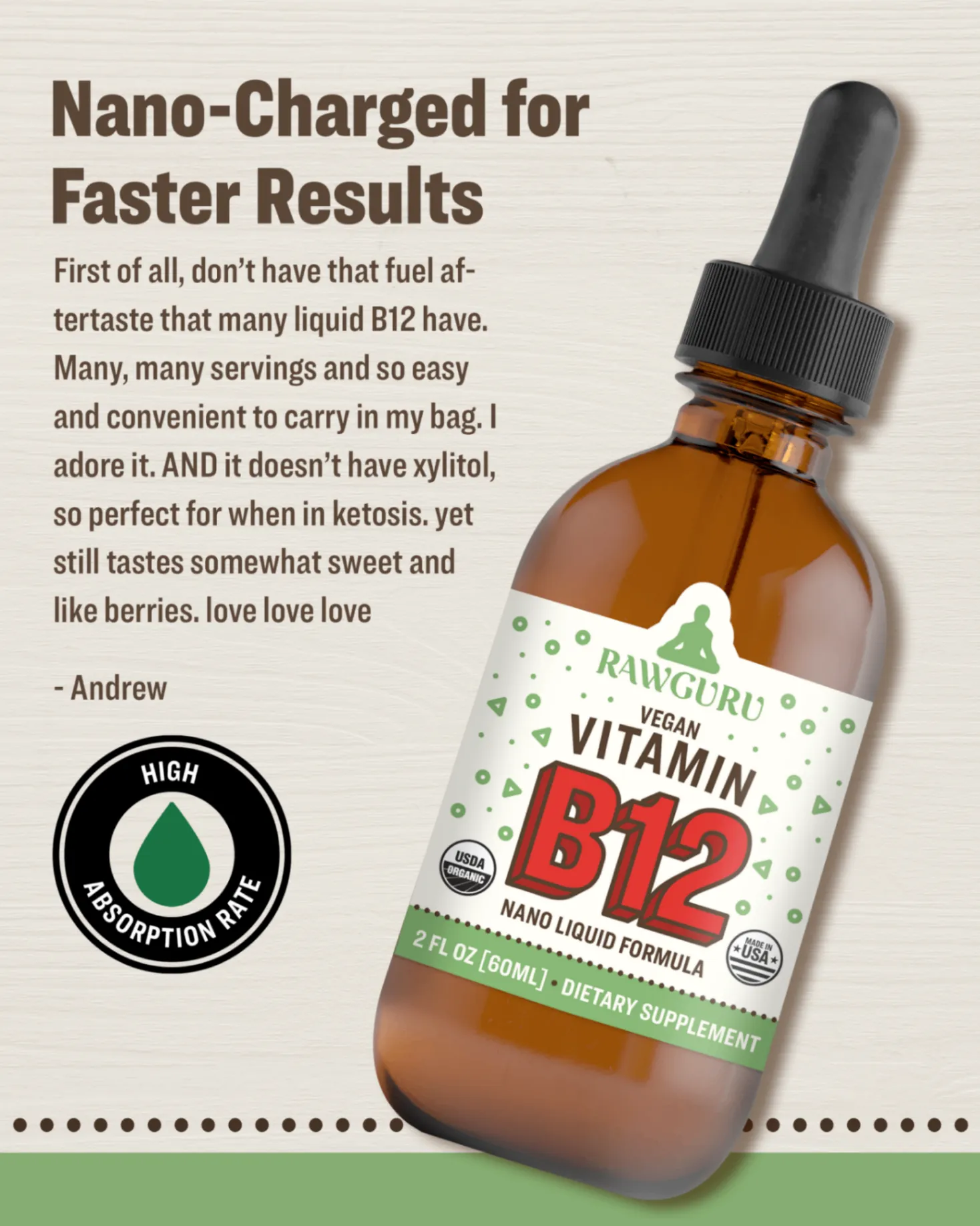 Organic Vegan Vitamin B12 Tincture (6 month supply)
