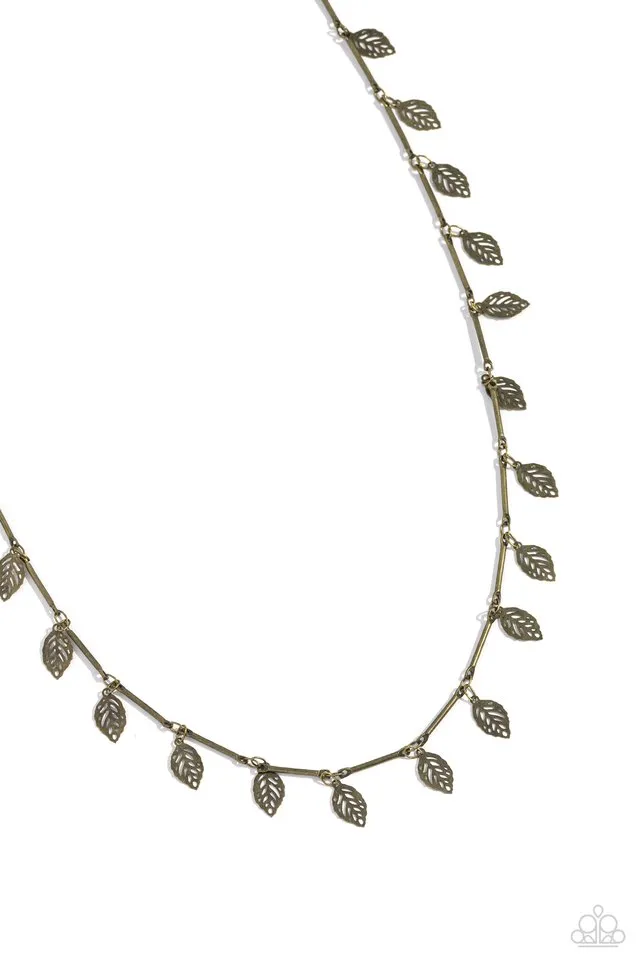 Paparazzi Necklace ~ LEAF a Light On - Brass