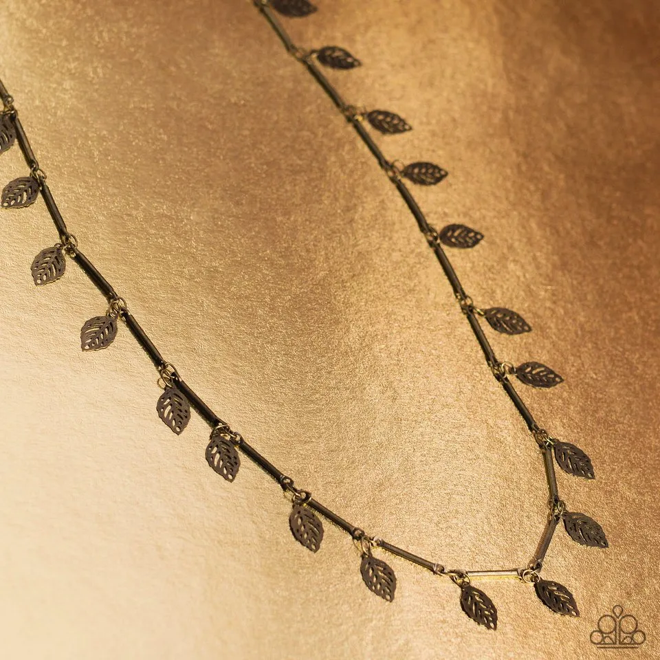Paparazzi Necklace ~ LEAF a Light On - Brass