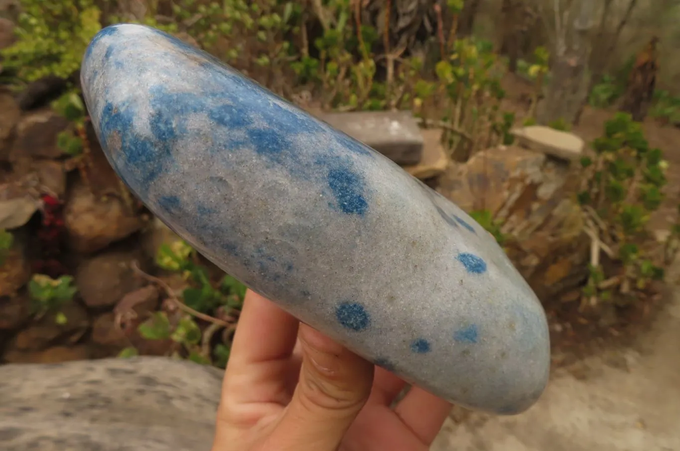 Polished Blue Spinel Quartz Standing Free Form x 1 From Madagascar