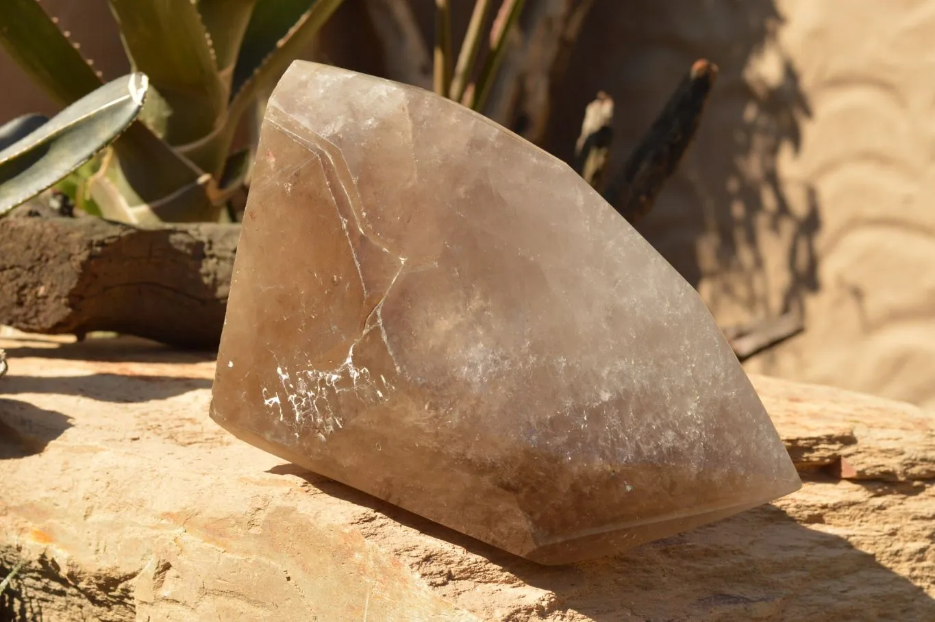 Polished Extra Large Banded Smokey Quartz Crystal With Enhydro Water Chamber x 1 From Zambia