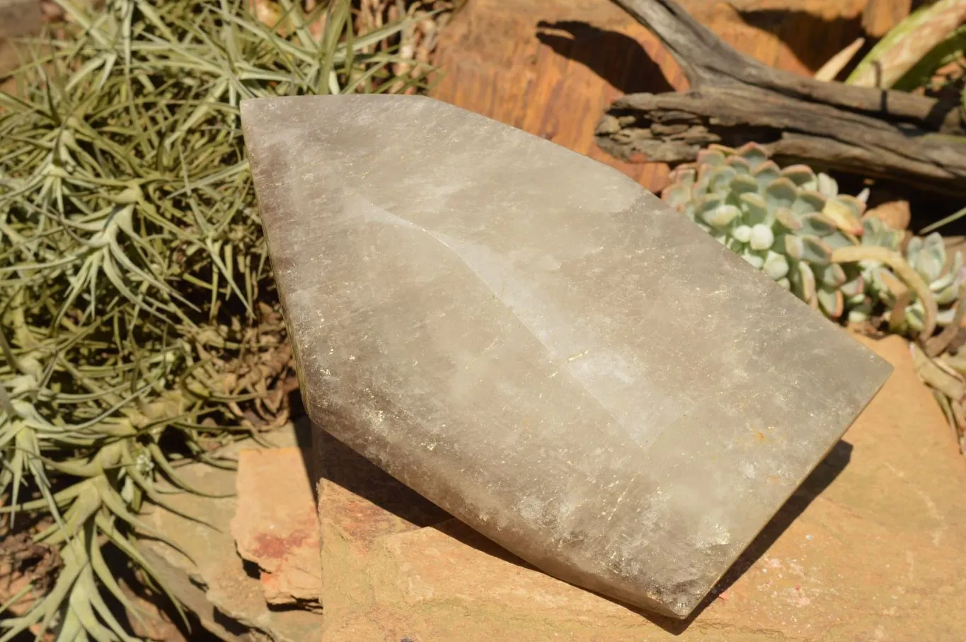 Polished Extra Large Banded Smokey Quartz Crystal With Enhydro Water Chamber x 1 From Zambia