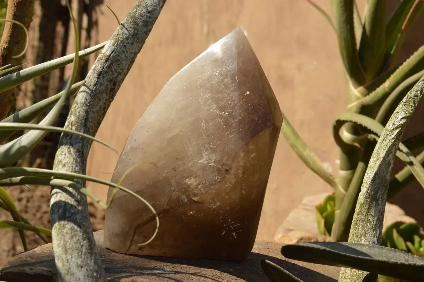 Polished Extra Large Banded Smokey Quartz Crystal With Enhydro Water Chamber x 1 From Zambia