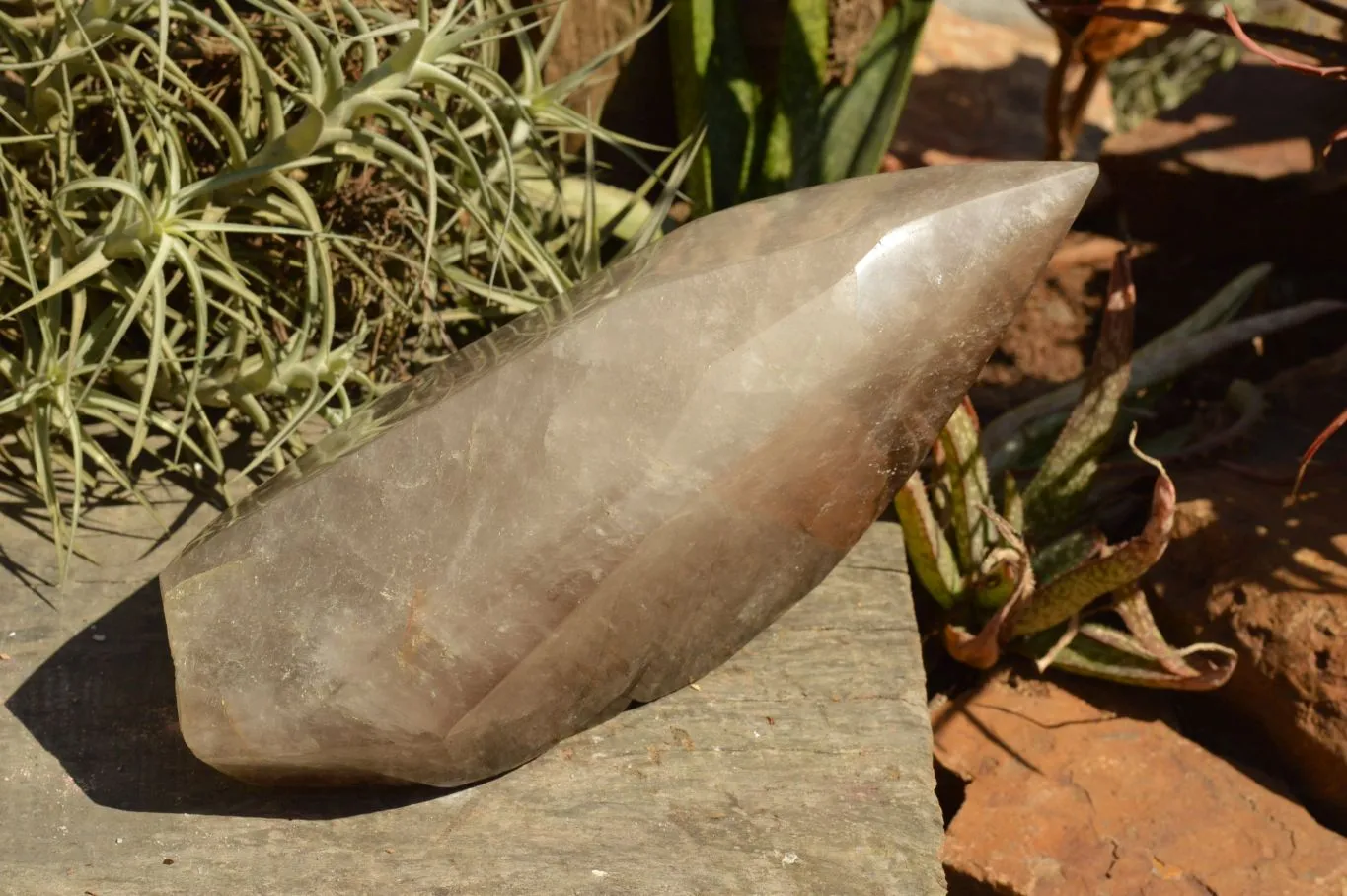 Polished Extra Large Banded Smokey Quartz Crystal With Enhydro Water Chamber x 1 From Zambia