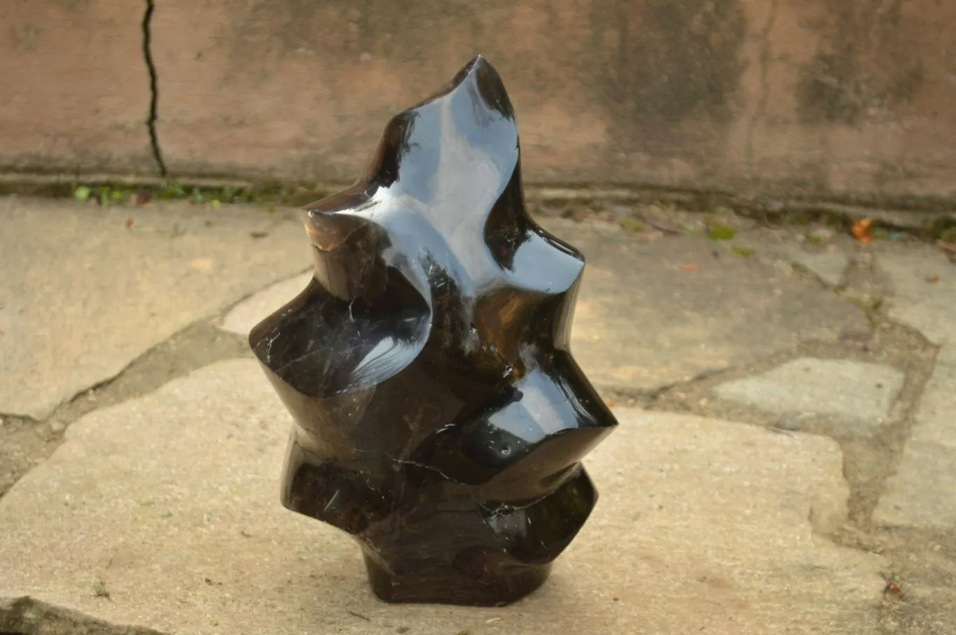 Polished Extra Large Dark Smokey Quartz Flame  x 1 From Madagascar
