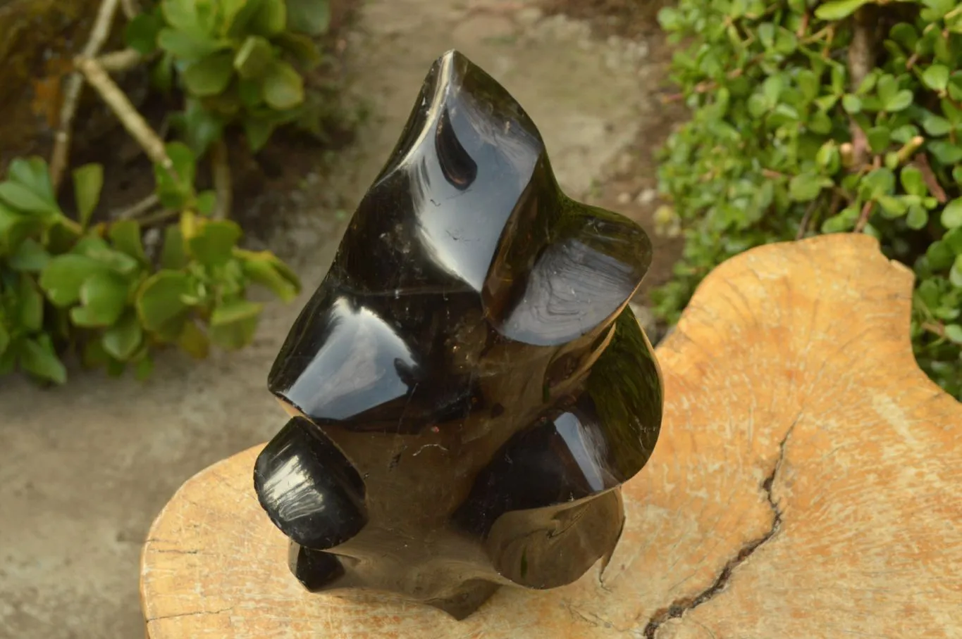 Polished Extra Large Dark Smokey Quartz Flame  x 1 From Madagascar