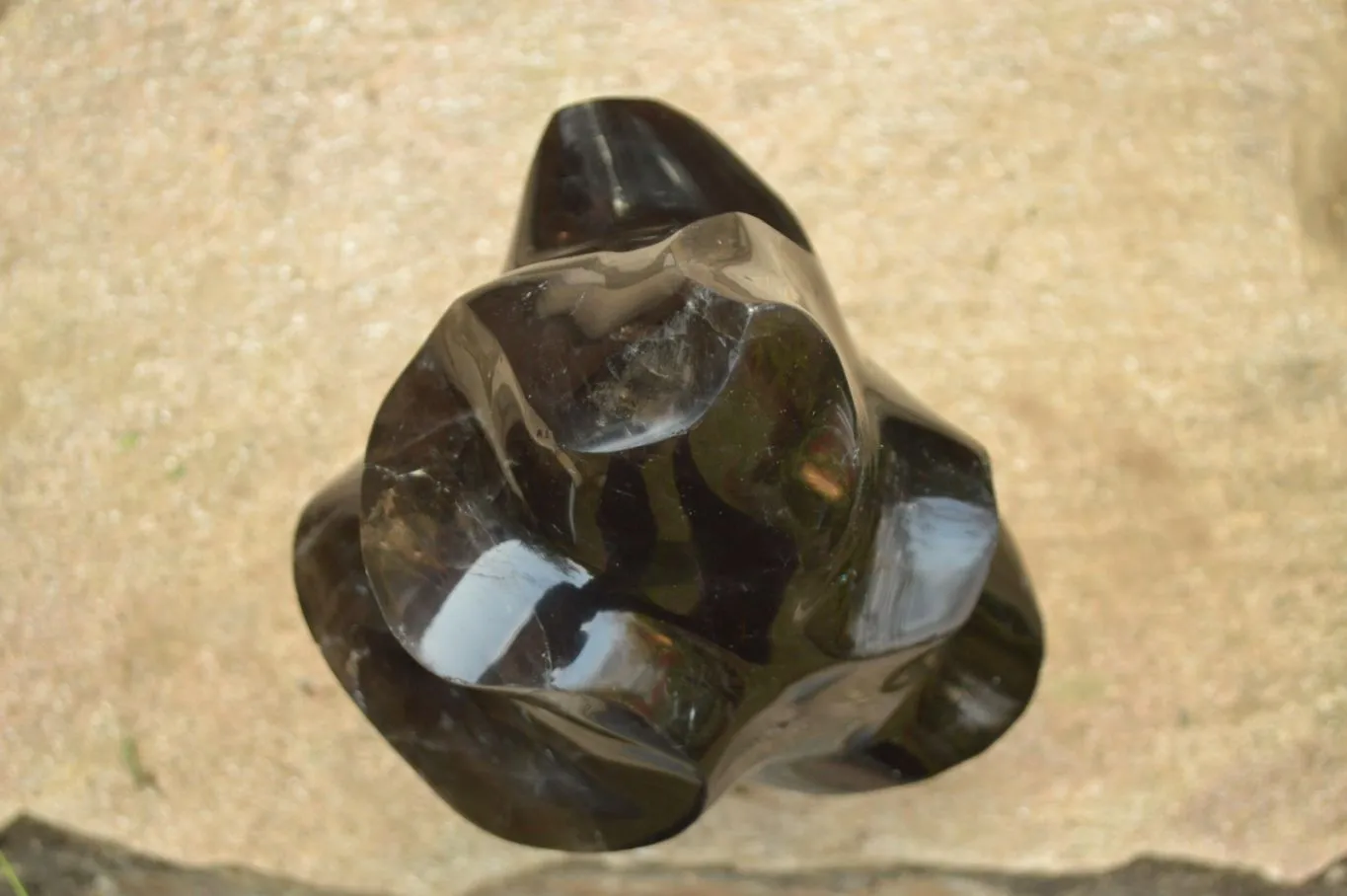 Polished Extra Large Dark Smokey Quartz Flame  x 1 From Madagascar