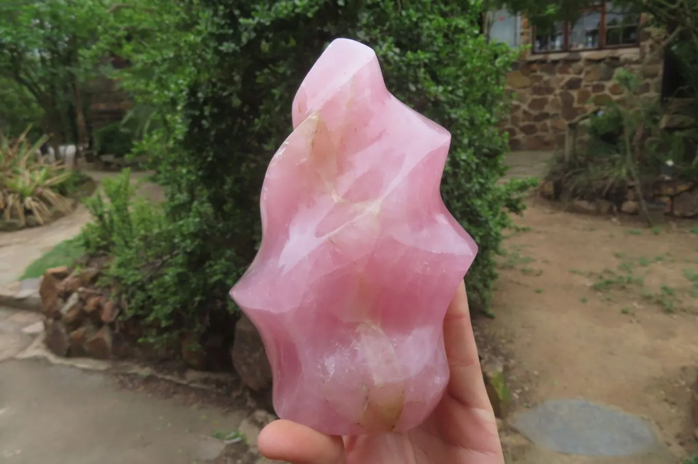 Polished Rose Quartz Flame Sculpture x 1 From Madagascar