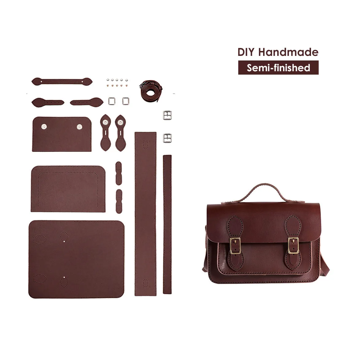 POPSEWING® Vegetable Tanned Leather Satchel Crossbody Bag DIY Kits