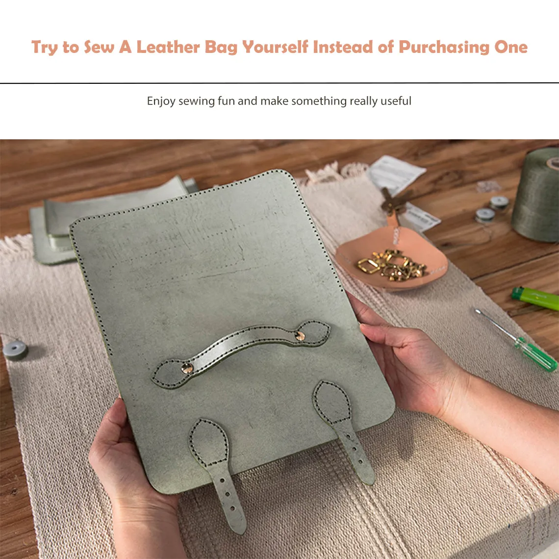 POPSEWING® Vegetable Tanned Leather Satchel Crossbody Bag DIY Kits