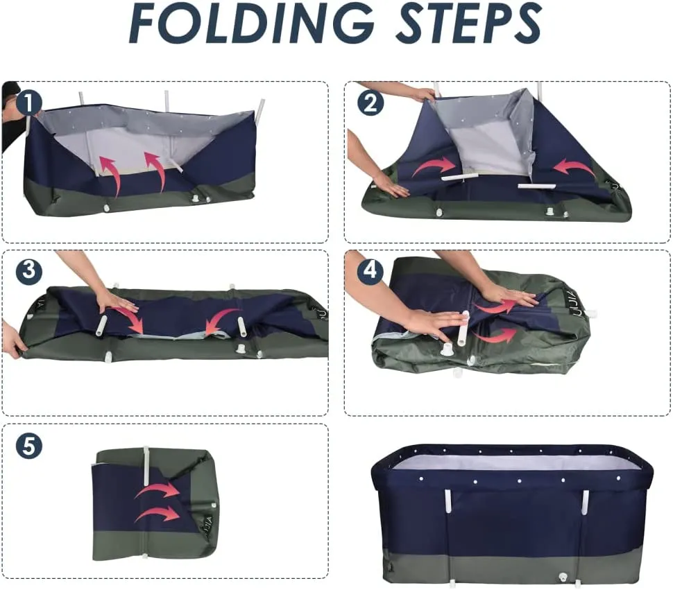 Portable  Foldable Bathtub for Adults with Water Filling Cushion and Backrest I Dark Blue