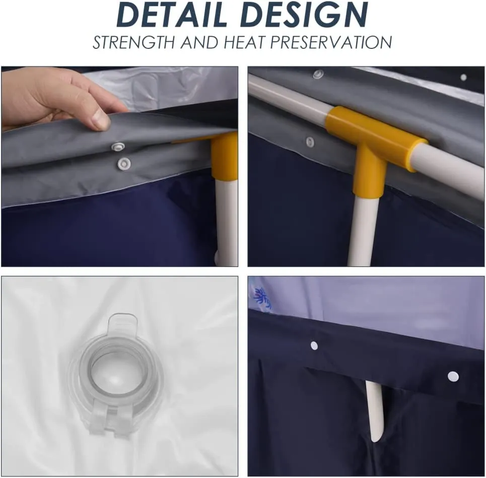 Portable  Foldable Bathtub for Adults with Water Filling Cushion and Backrest I Dark Blue