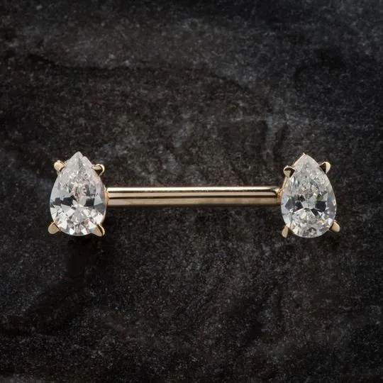 Purple Teardrop Gemstone Straight Barbell