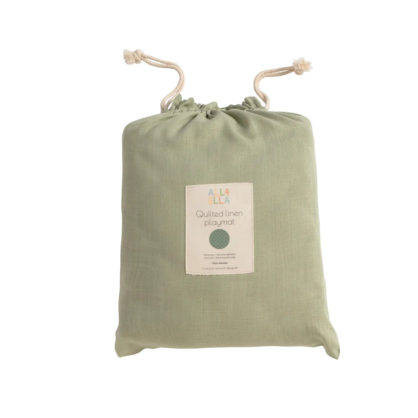 Quilted Reversible linen playmat - Sage