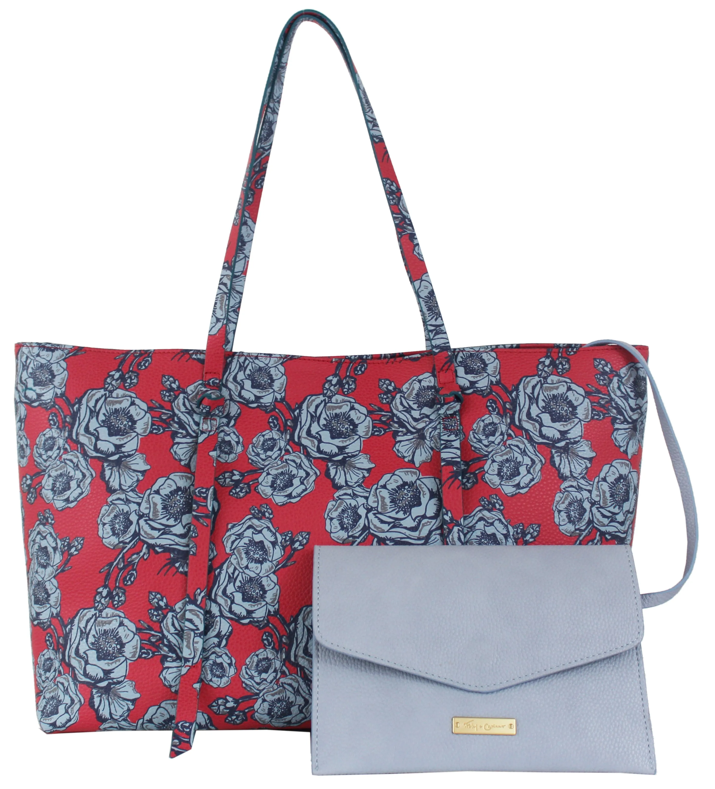 Regina Tote in Coral & Denim
