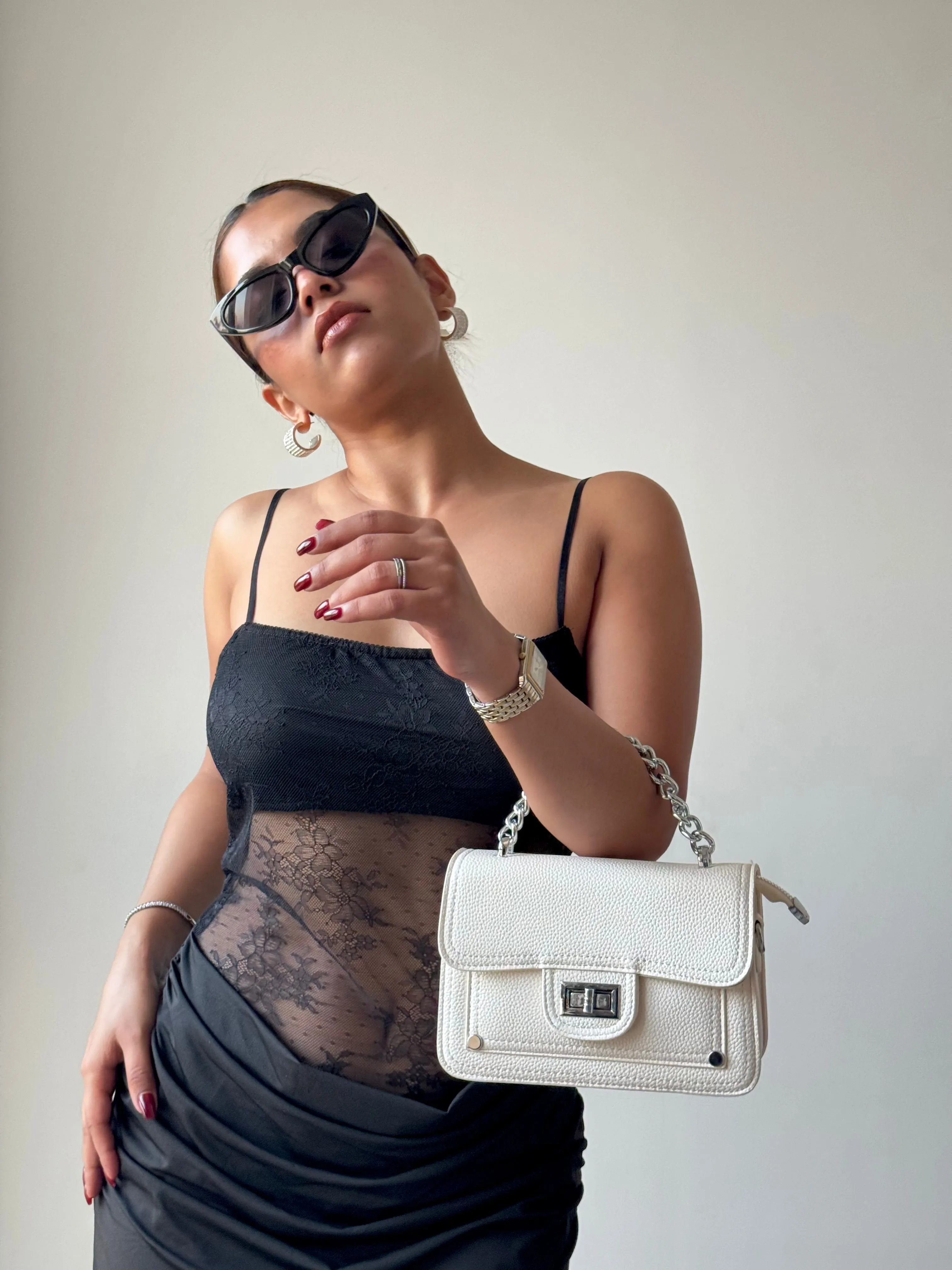 Structure Satchel Chain Strap Bag