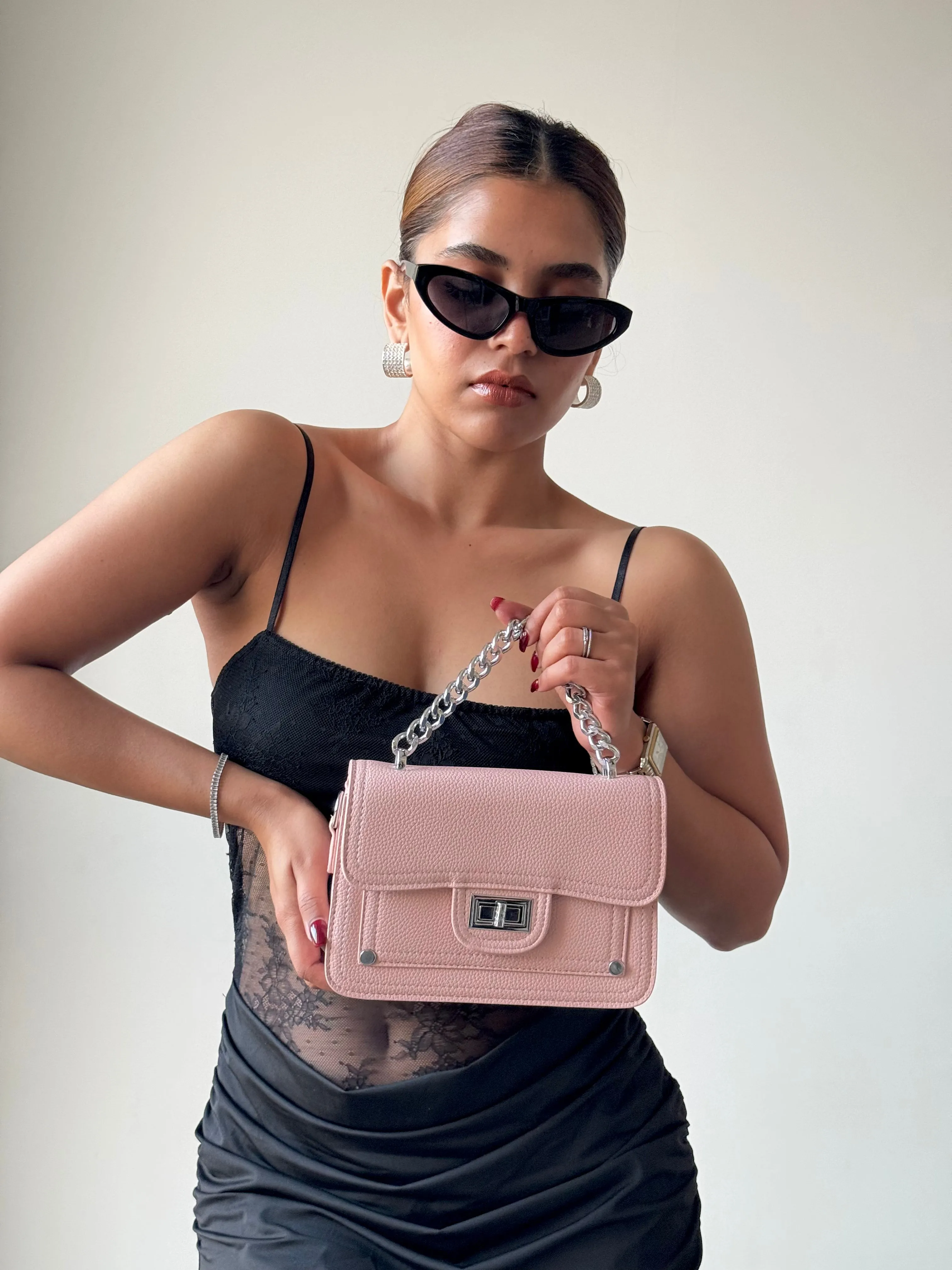 Structure Satchel Chain Strap Bag