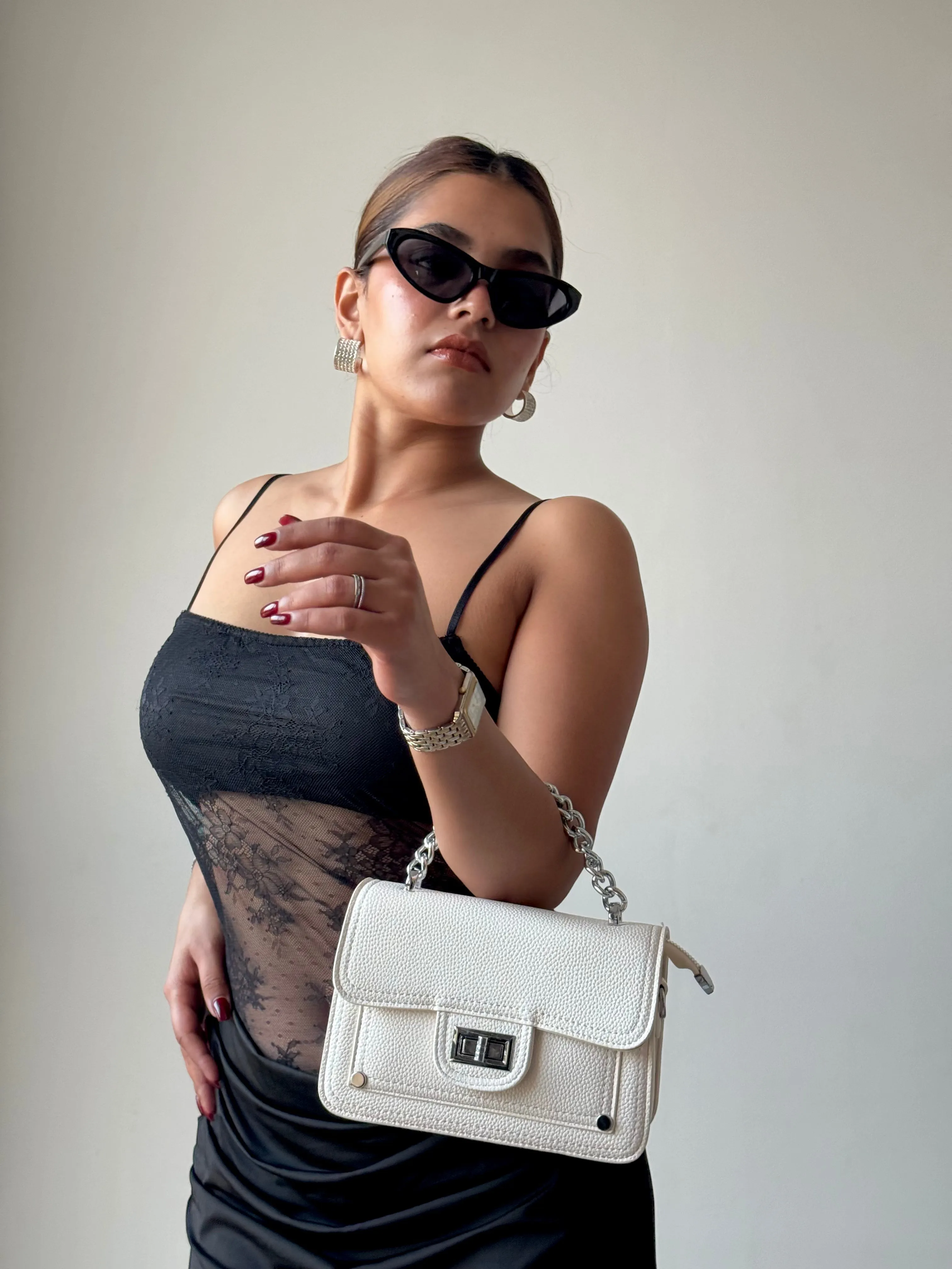 Structure Satchel Chain Strap Bag