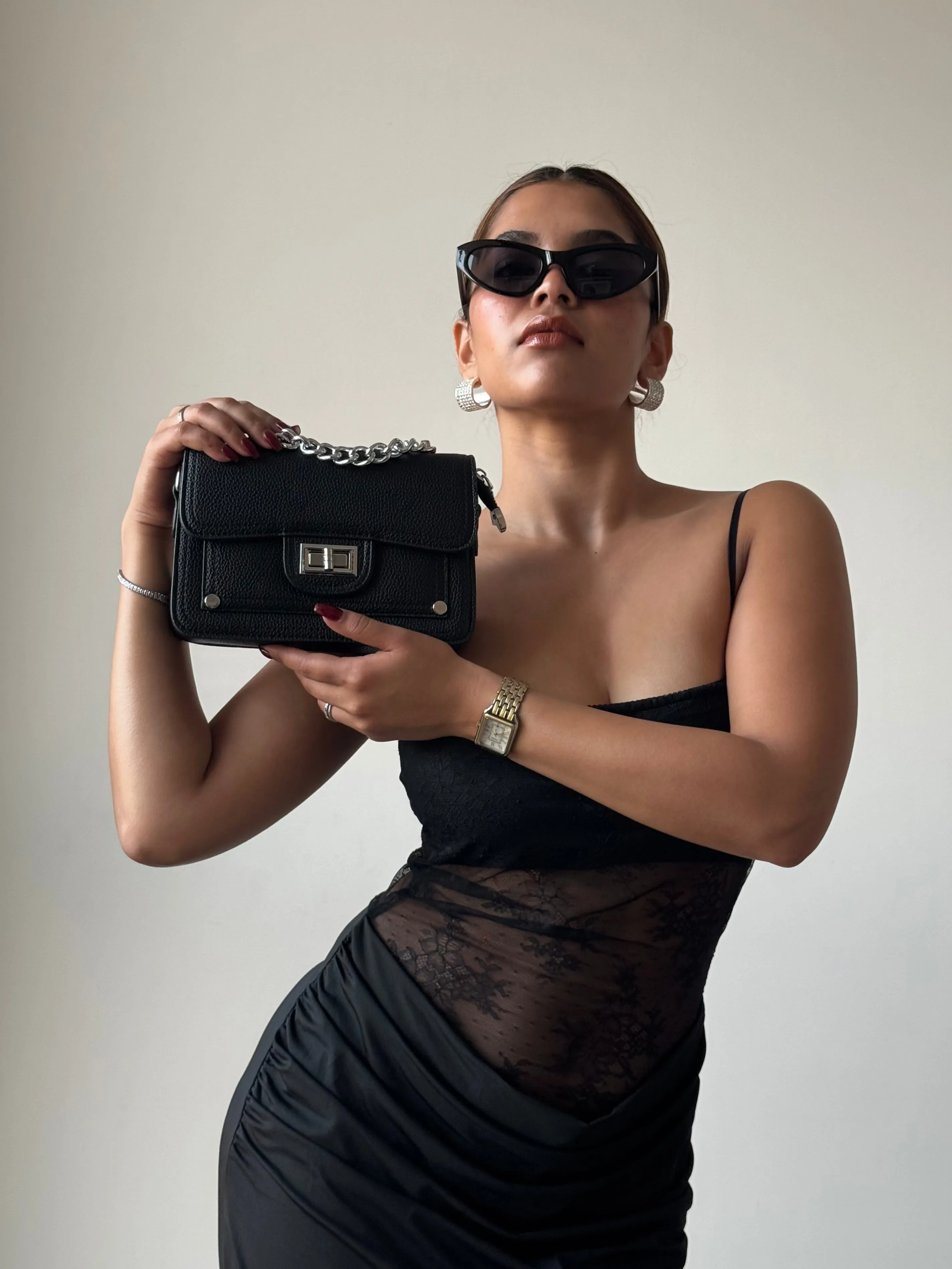 Structure Satchel Chain Strap Bag