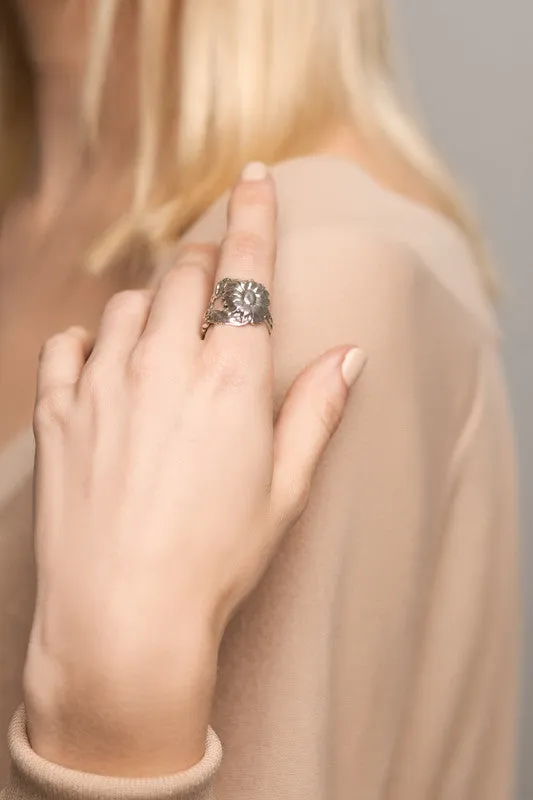 Sunflower Sterling Silver Spoon Ring