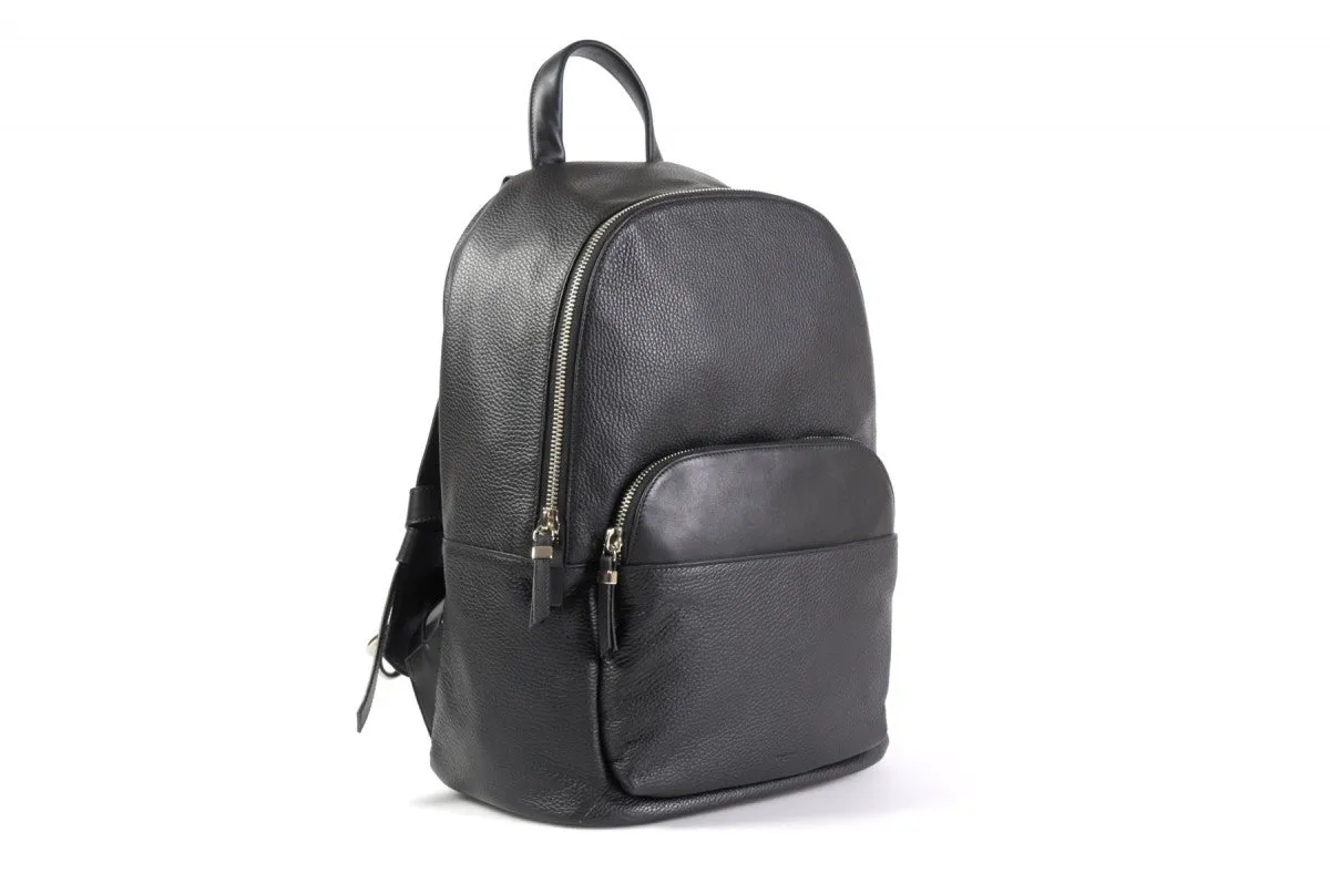 The Belluno Leather Backpack - Onyx Pebble Calf