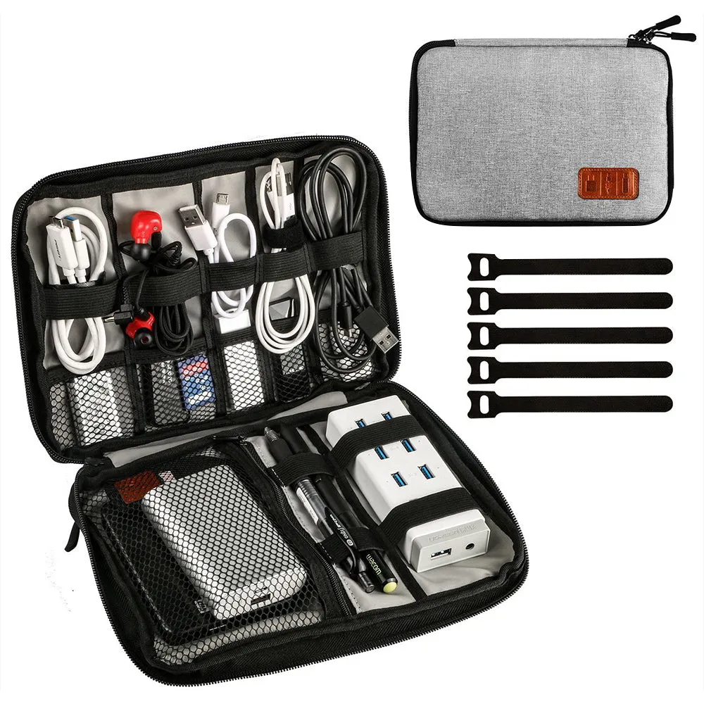Travel Cable Organizer Data Cable Bag Electronics Accessories Storage Bag Grey