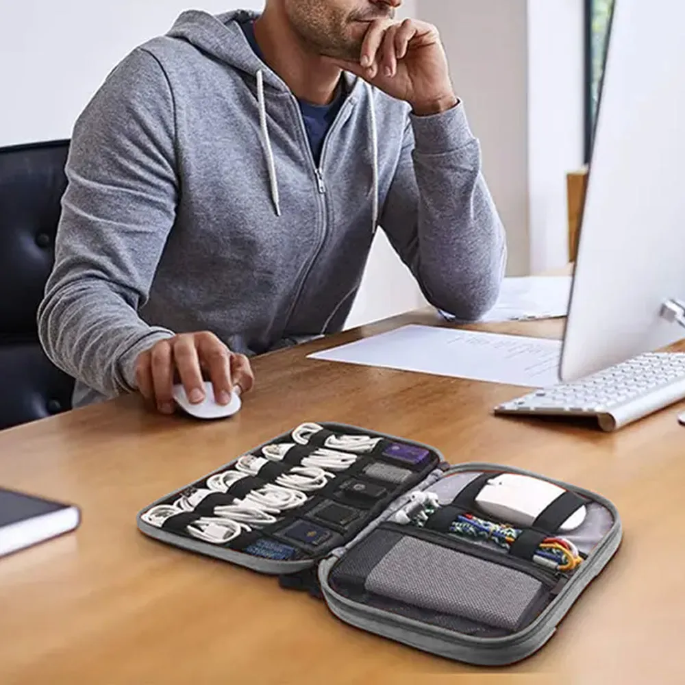 Travel Cable Organizer Data Cable Bag Electronics Accessories Storage Bag Grey