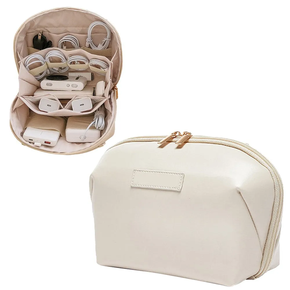 Travel Electronics Organizer Bag Tech Bag Pouch Travel USB Cable Organizer Beige