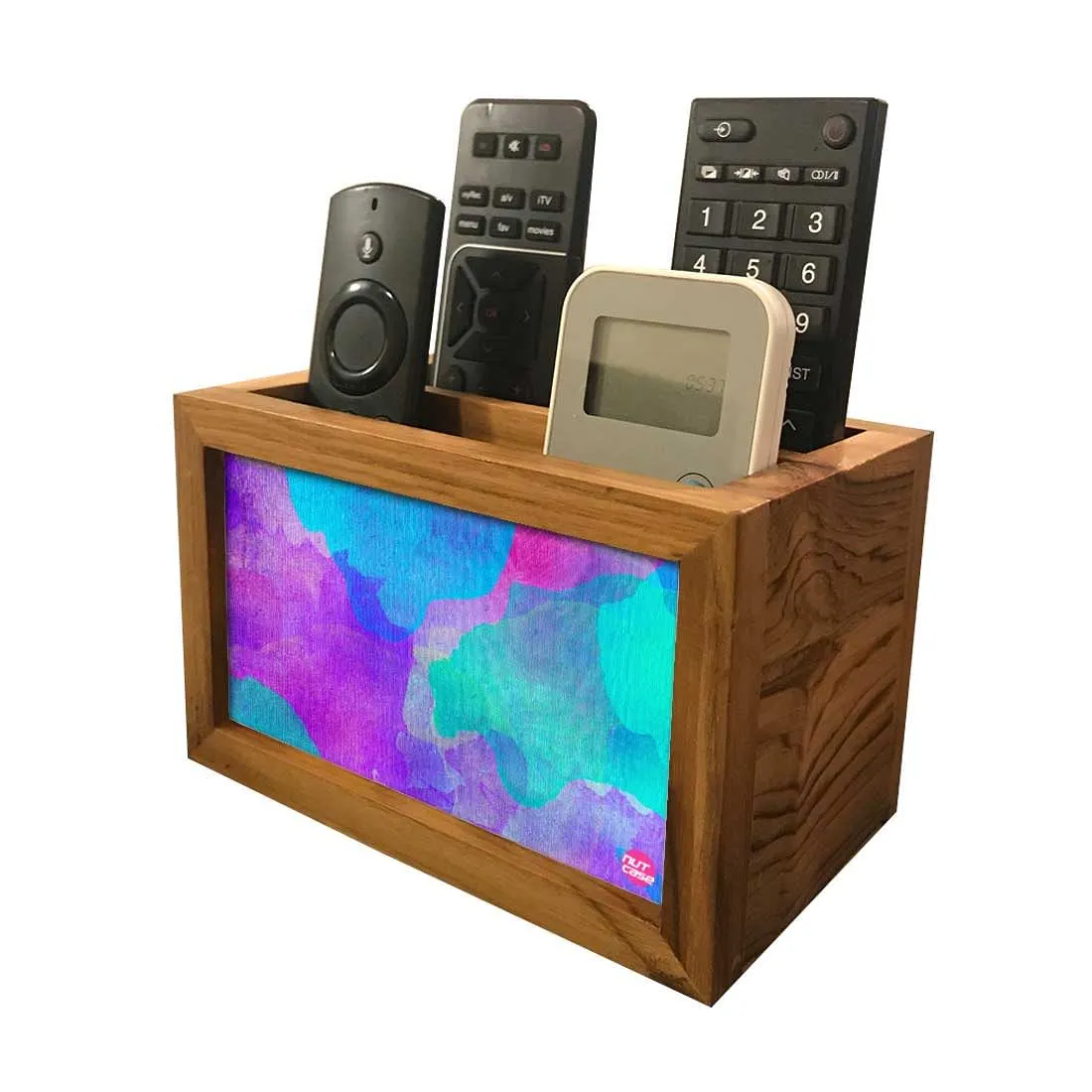Tv Remote Control Organizer For TV / AC Remotes -  Watercolors Blue