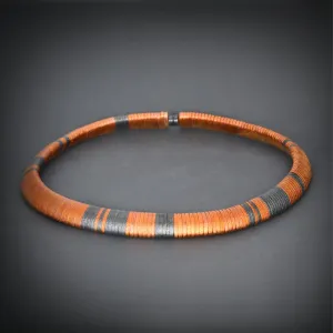 Unique silver copper and gold necklace