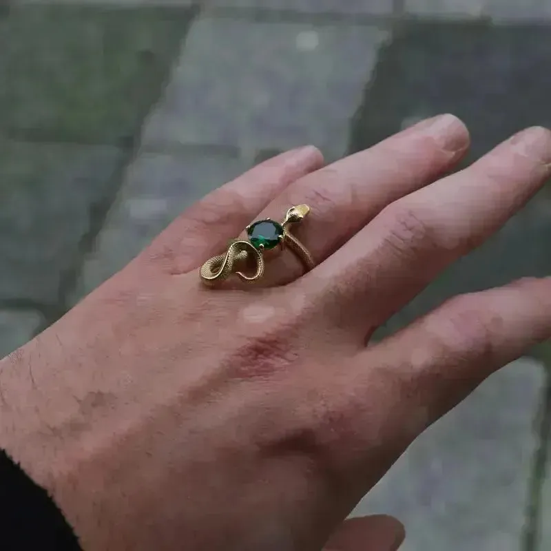 Unique Snake Emerald Ring