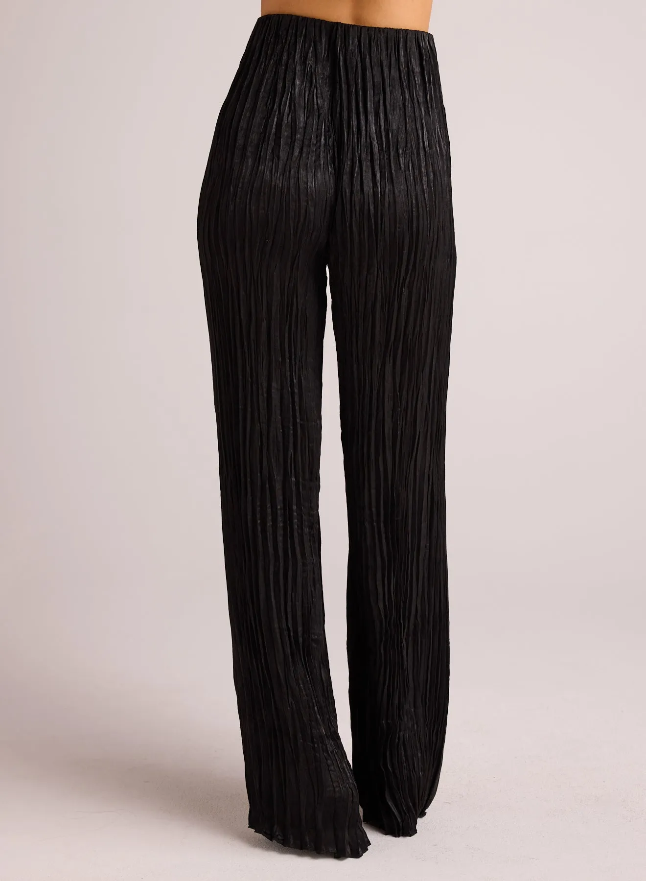 Variegated Pleat Pant - Black