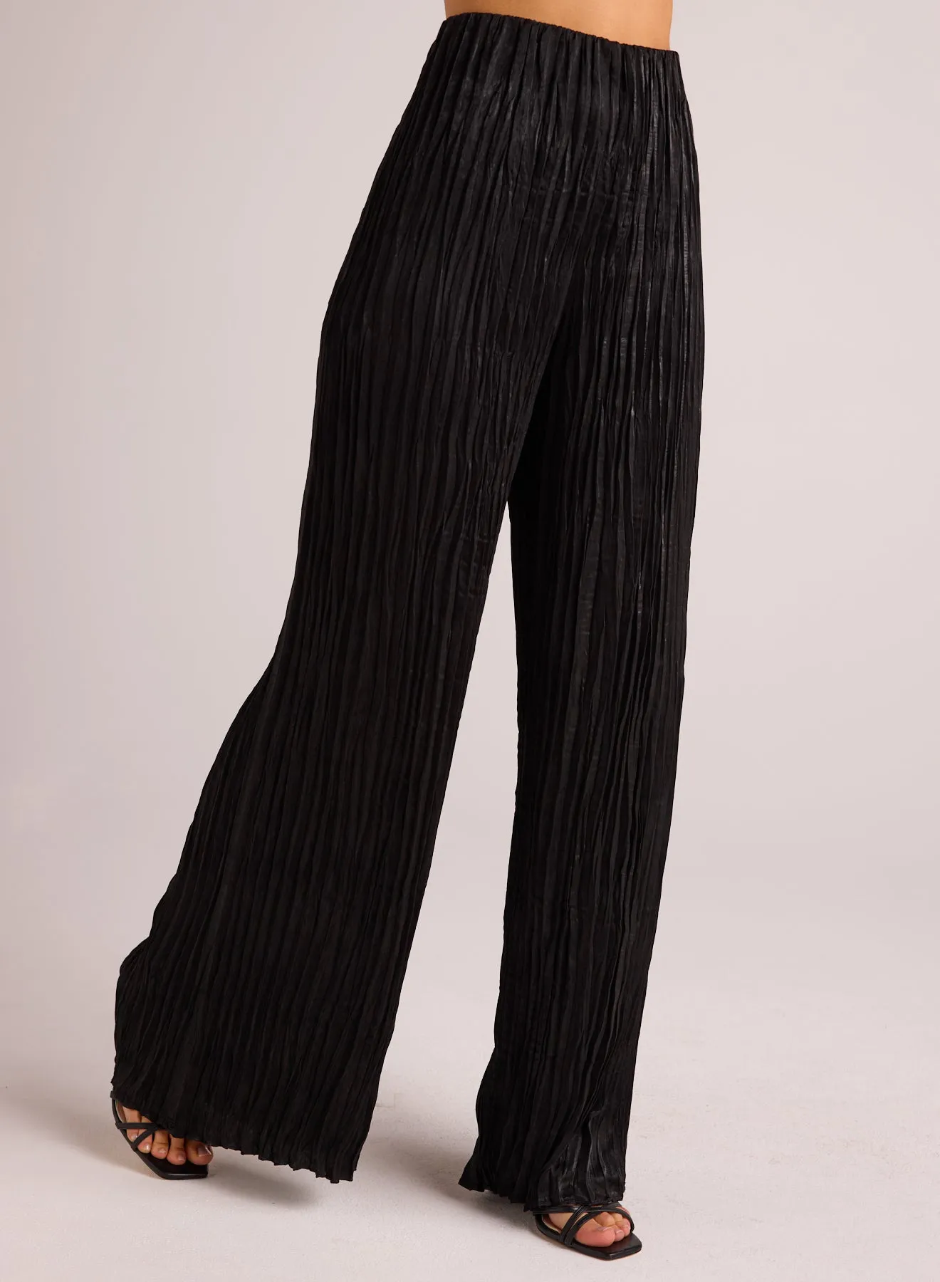 Variegated Pleat Pant - Black