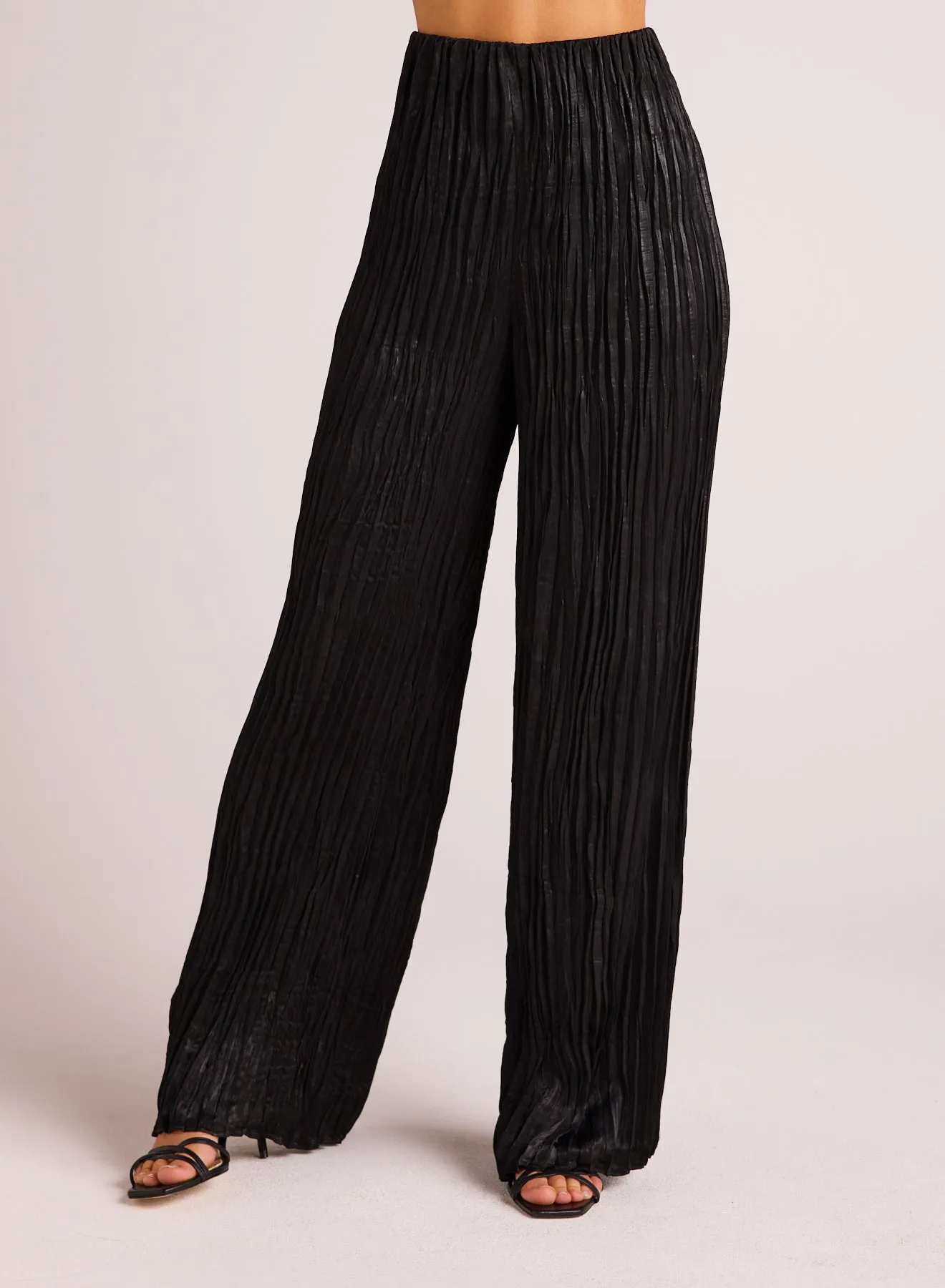 Variegated Pleat Pant - Black