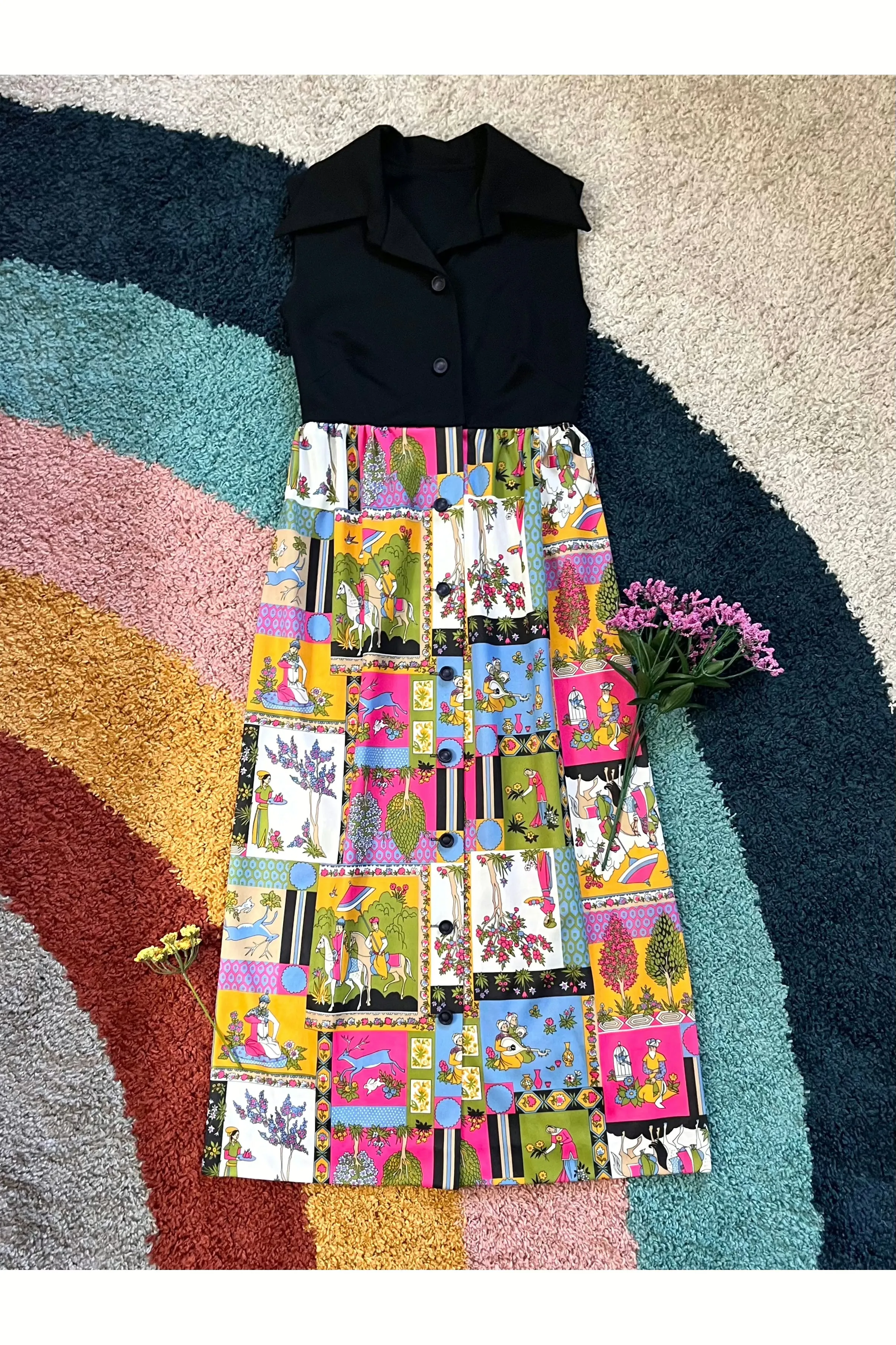 Vintage 60s Rare Day-Glo Print Dress